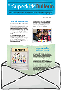 Superkids Newsletter image coming out of letter