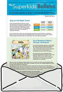 Superkids Newsletter image coming out of letter