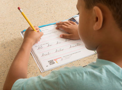 student writing