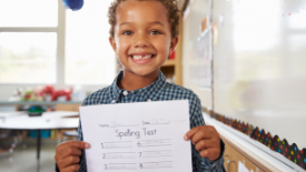 Girl holding test