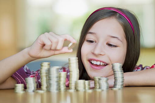 Girl with coins