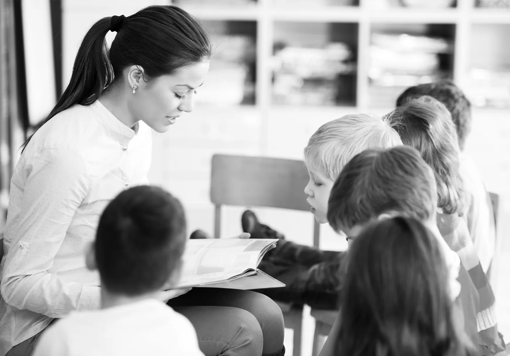 Teacher reading to students