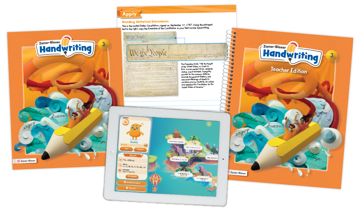 Zaner-Bloser Grade 3 Student Edition, Teacher Edition, MyZBPortal.com digital resources