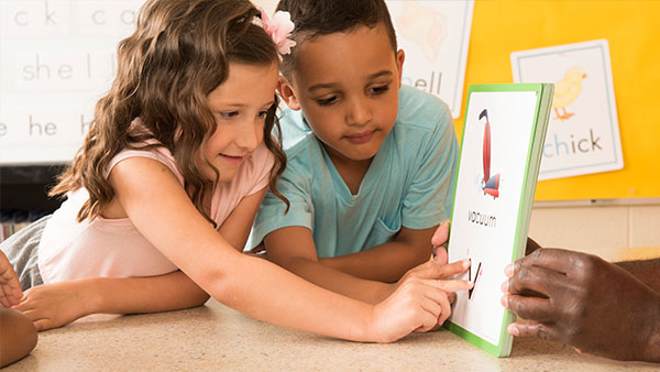Children looking at book