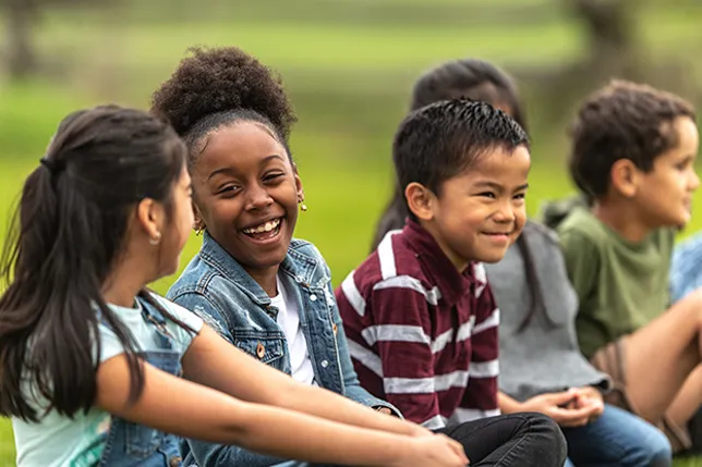 Students gathered outdoors