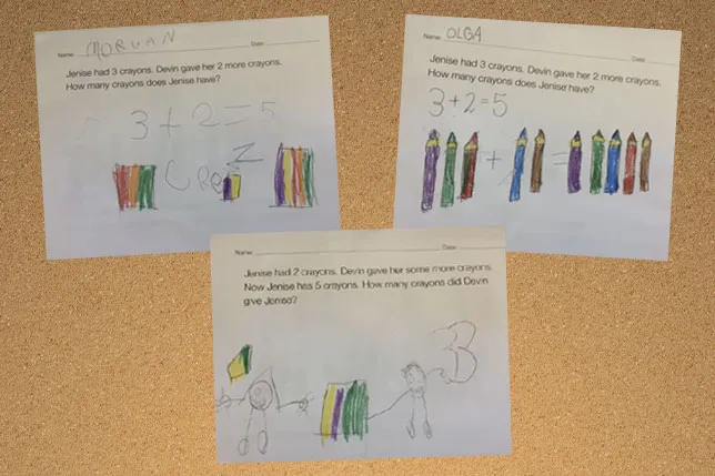Student work samples showing different ways to solve same problem