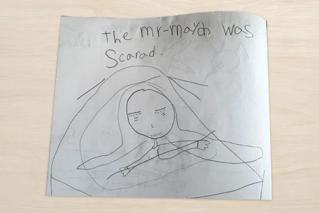 Student writing sample with characteristics of the transitional stage of spelling