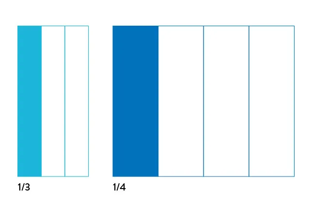 Visual representation of two ratios where 1/3 appears smaller than 1/4 based on shape size