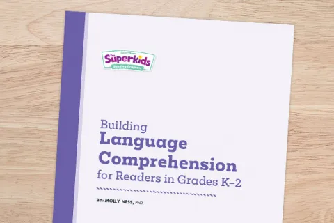White paper title page "Building Language Comprehension for Readers in Grades K–2" by Molly Ness, PhD
