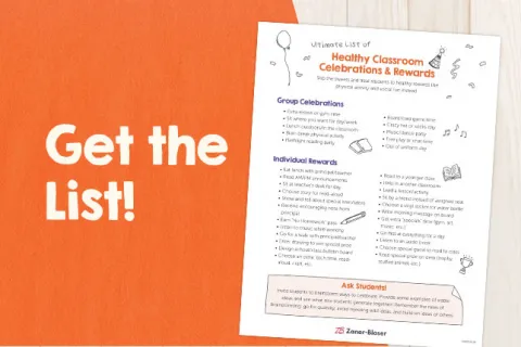 Thumbnail of Healthy Classroom Celebrations document with text "Get the List!"