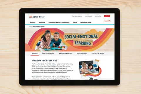 SEL web resources displayed on ipad