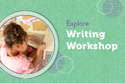 Explore Writing Workshop text with image of student writing her own picture book