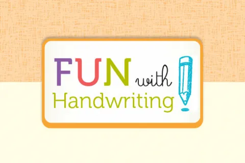 Fun with Handwriting title on bulletin board background and pencil