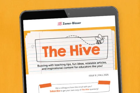 Tablet displaying an issue of The Hive newsletter