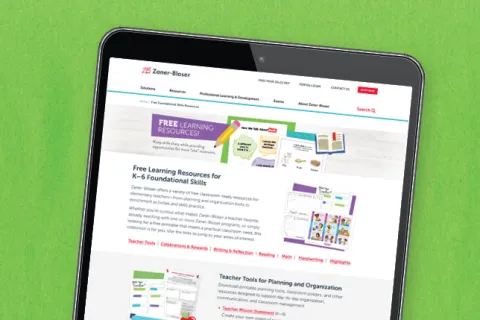 Preview of webpage content featuring free teacher resources