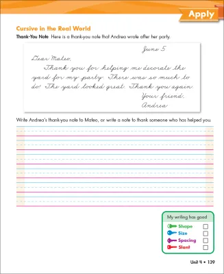 Sample page from Zaner-Bloser Handwriting Grade 3 Student Edition 